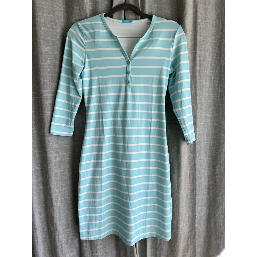 J. McLaughlin Light Blue Stripe Long Sleeve Dress | Women's XS US